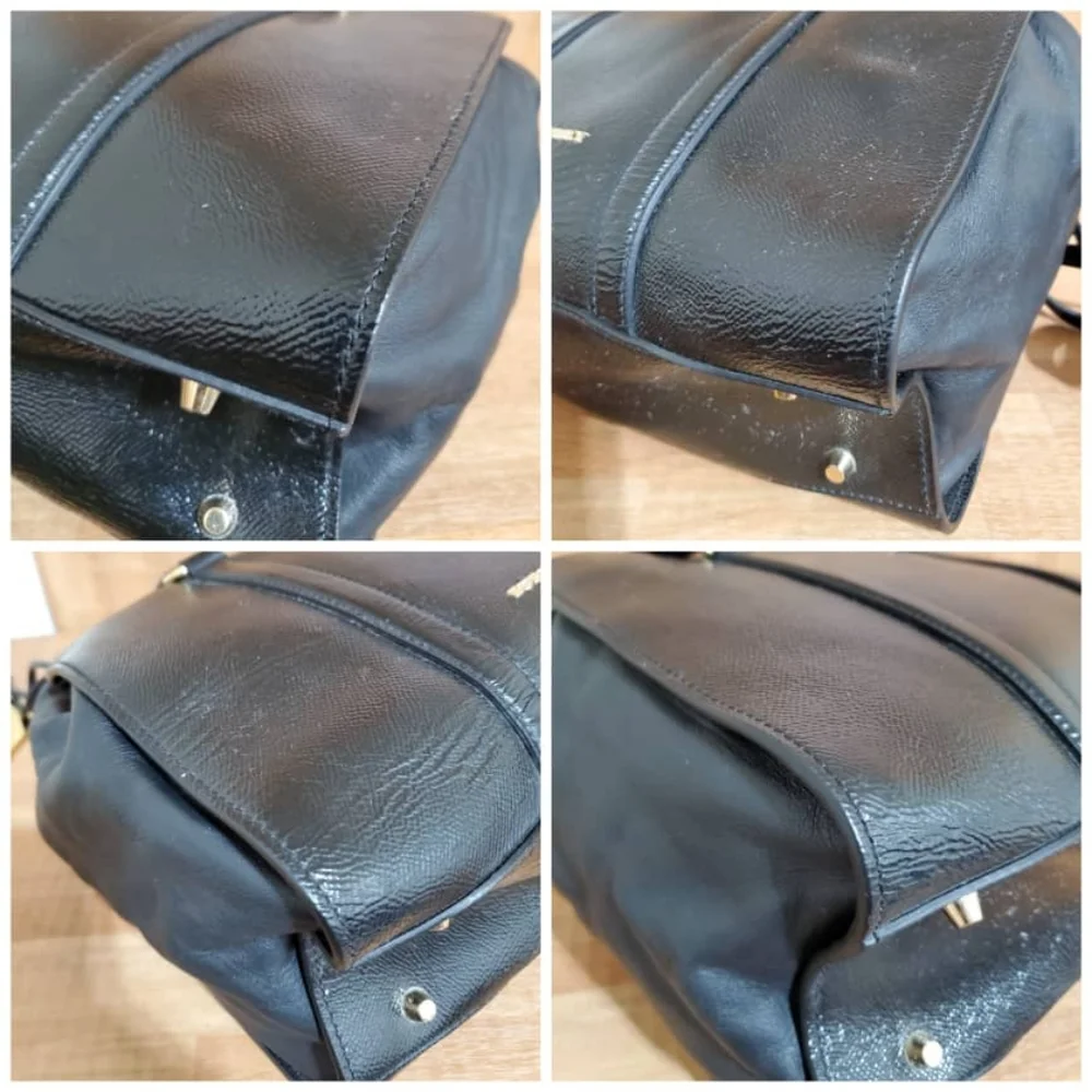 Authentic Burberry Dinton Convertible Satchel Patent Medium